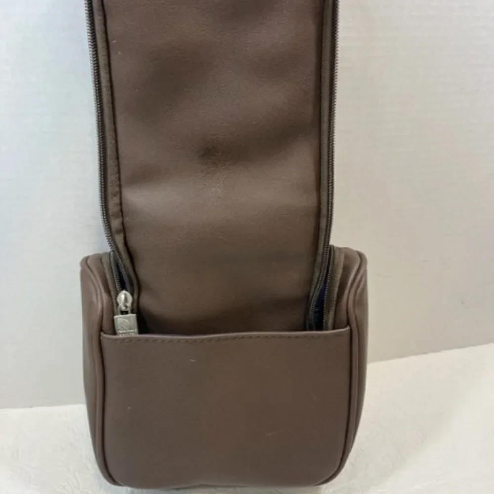 United Global First Airline Brown Toiletry Shaving Cosmetic Zip Travel Bag7x7.5